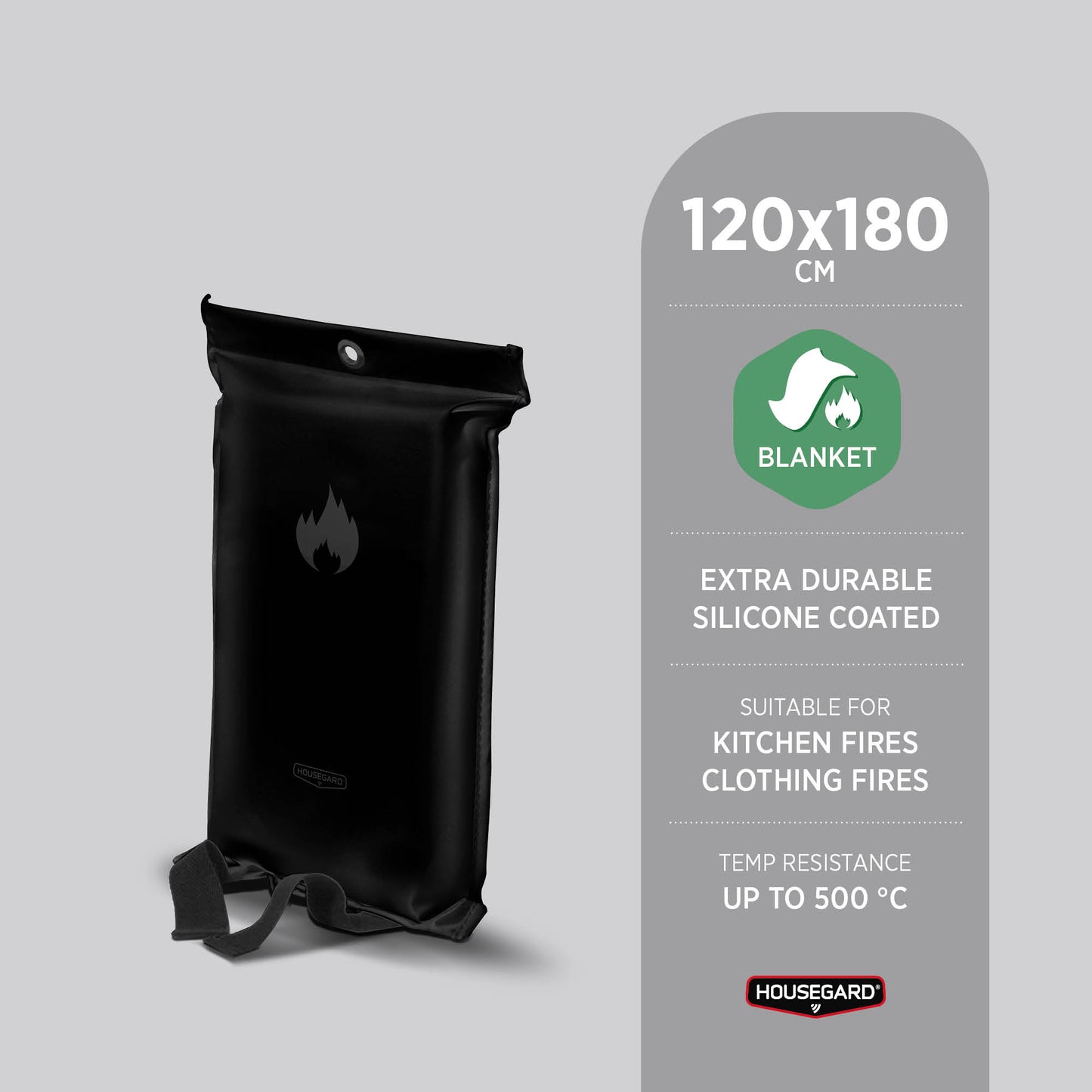 Tålig stor svart brandfilt - 120x180